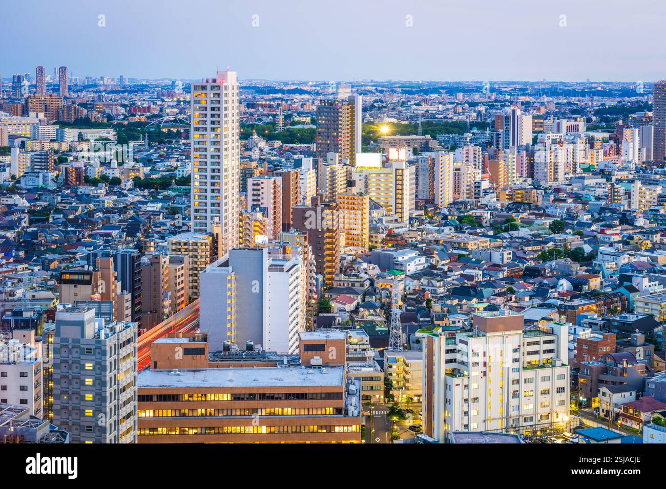 Tokyo, Japan financial district cityscape from the Setagaya area at night. Stock Photo