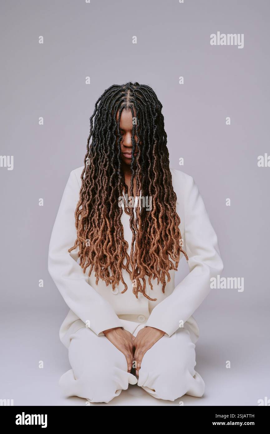 Woman long white dreadlocks hi-res stock photography and images - Alamy