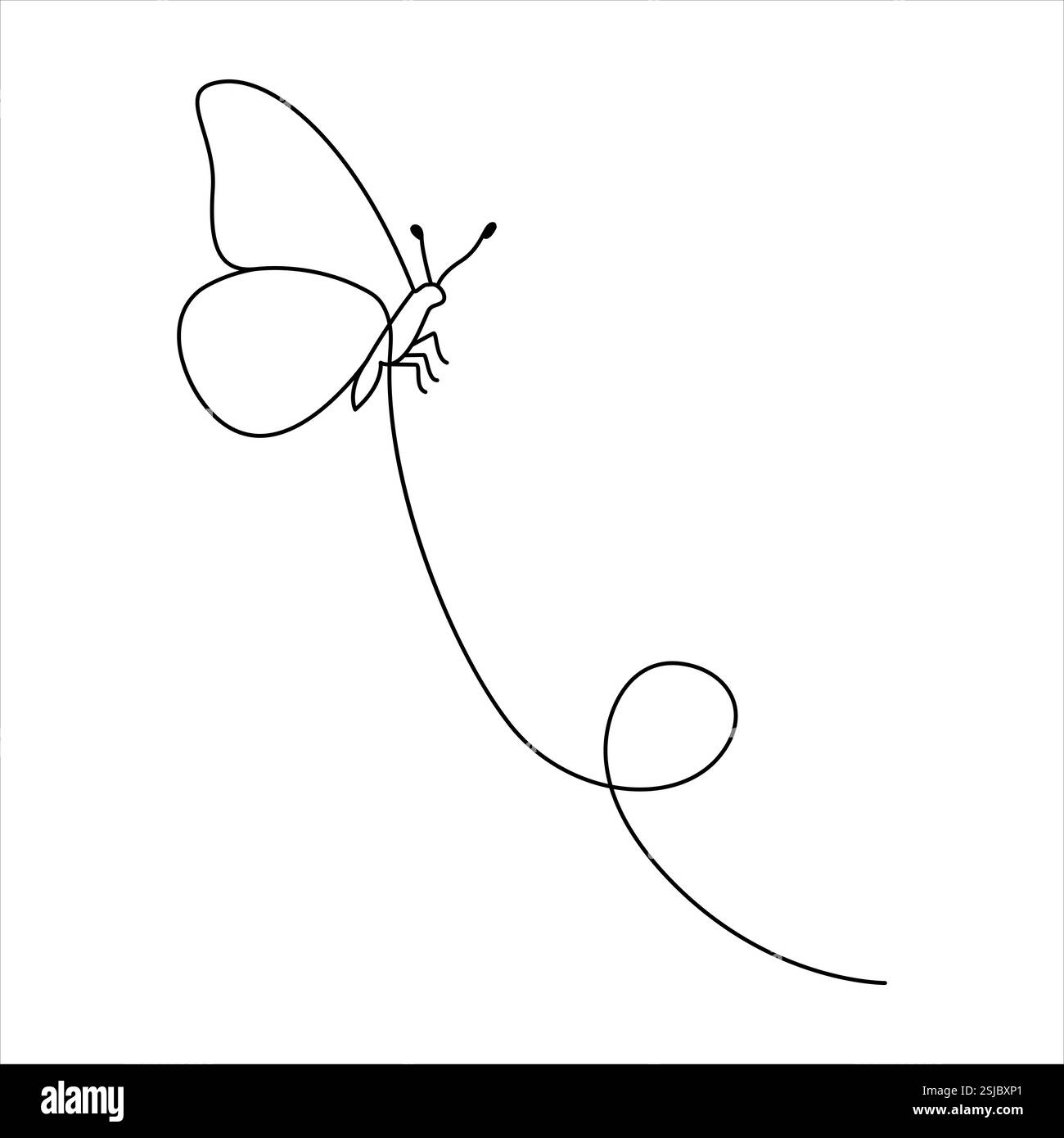 Nice Line Outlines Continuous single line of butterfly outline vector illustration ...