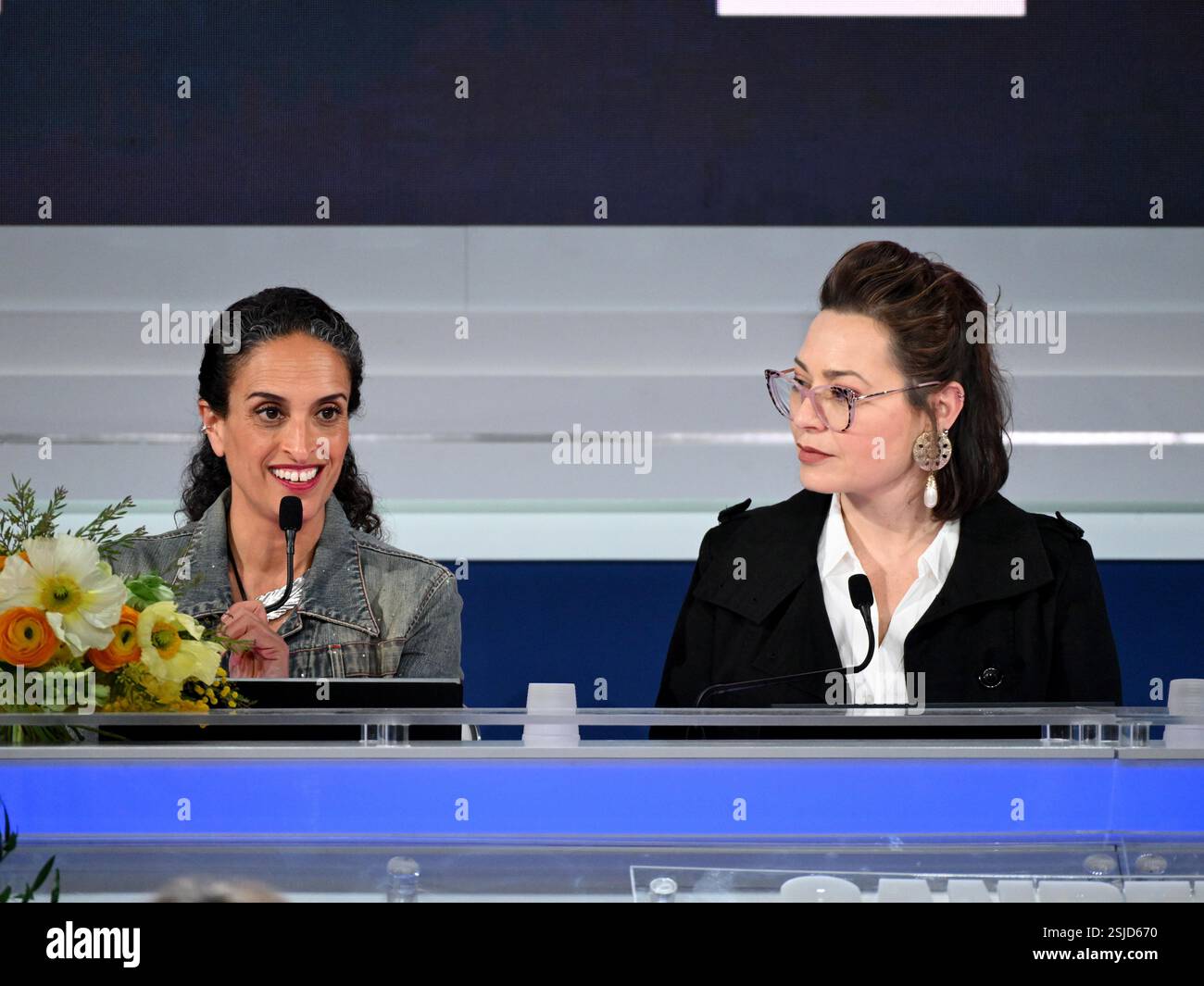 Sanremo, Italy. 11th Feb, 2025. Photocall Noa, Mira Awad. In the photo ...
