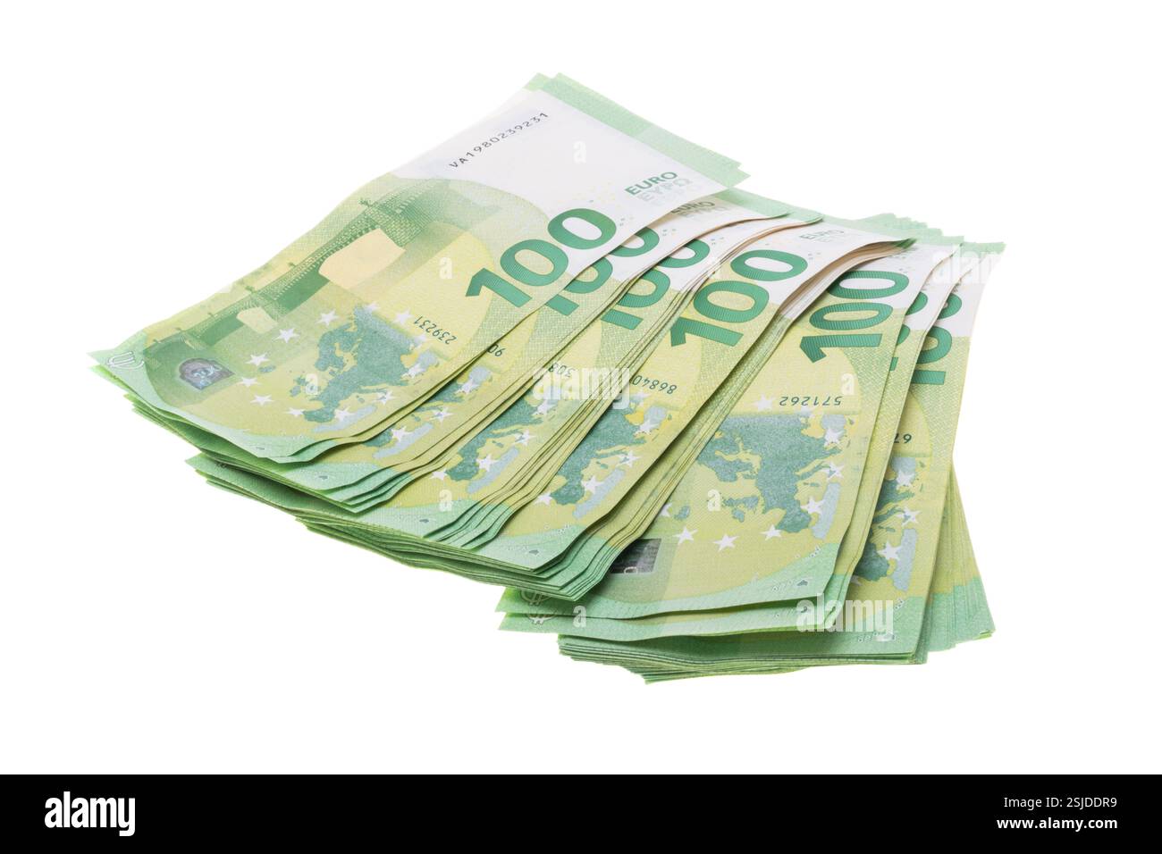 stack of 100 euro banknotes isolated on white background Stock Photo ...