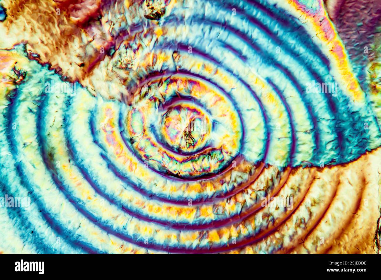 Aspirin crystals in polarized light Stock Photo