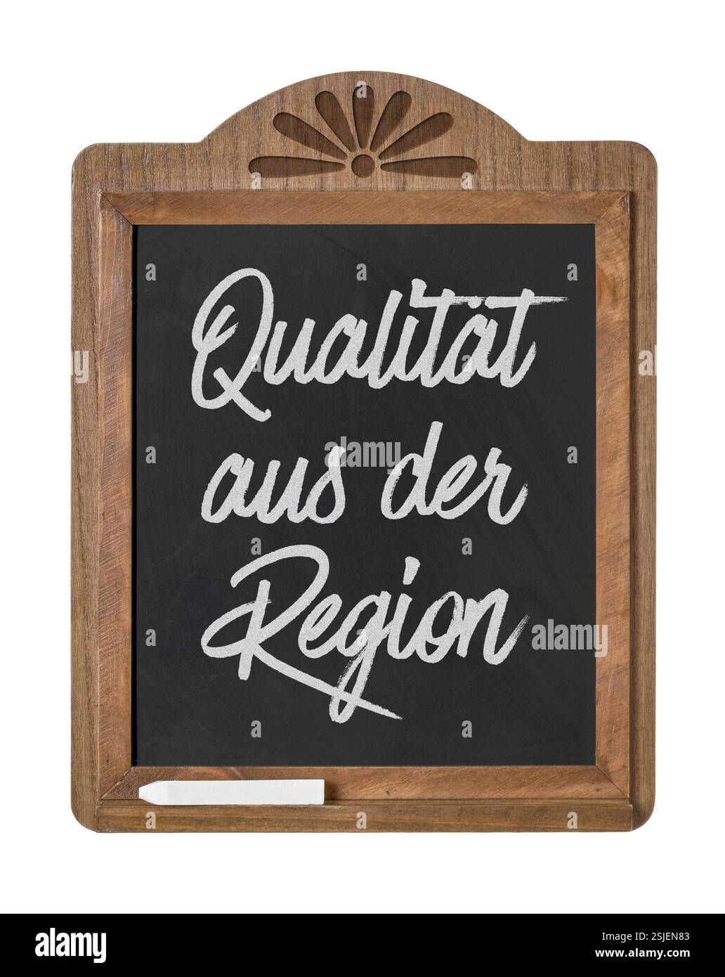 Chalkboard with the inscription Quality from the region Stock Photo