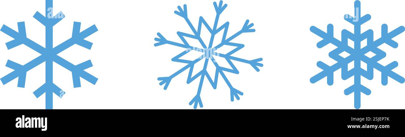 Blue snowflake icon set isolated vector illustration Stock Vector