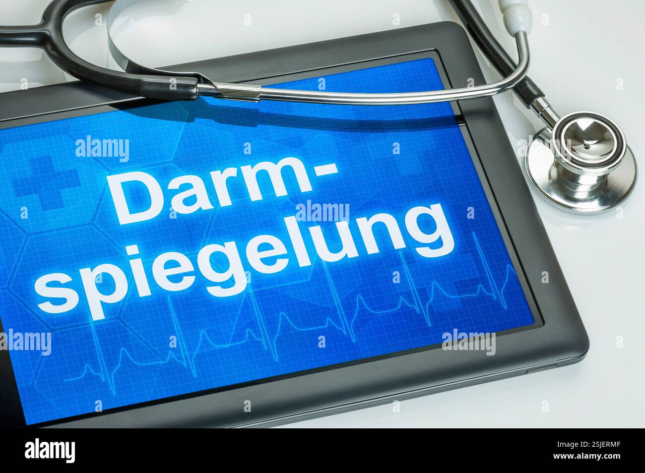 Tablet with the text Colonoscopy on the display Stock Photo