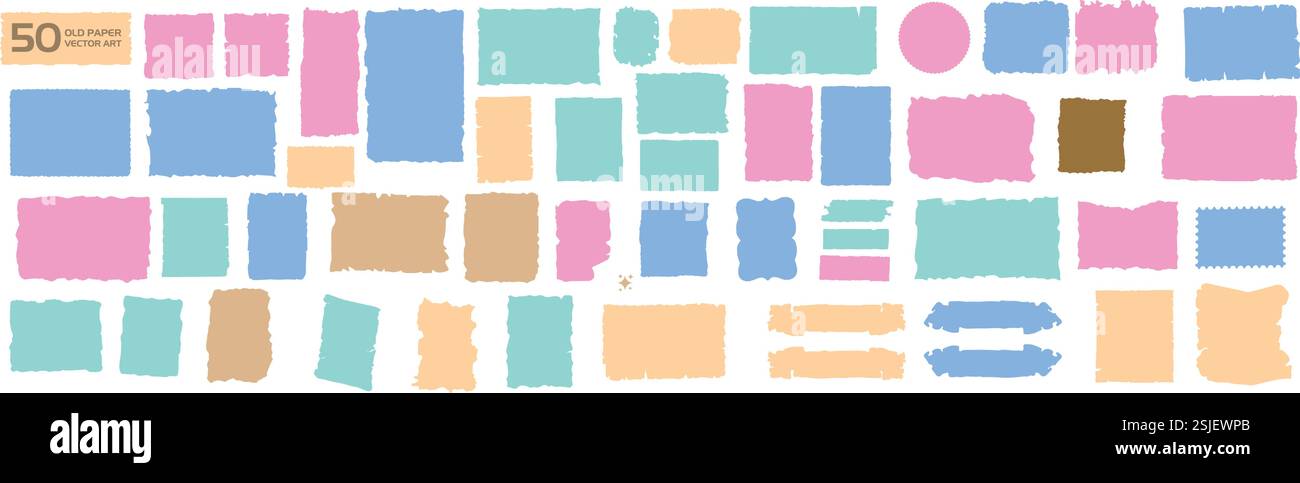 Collection of Old Paper Vector Clipart with Colors Stock Vector