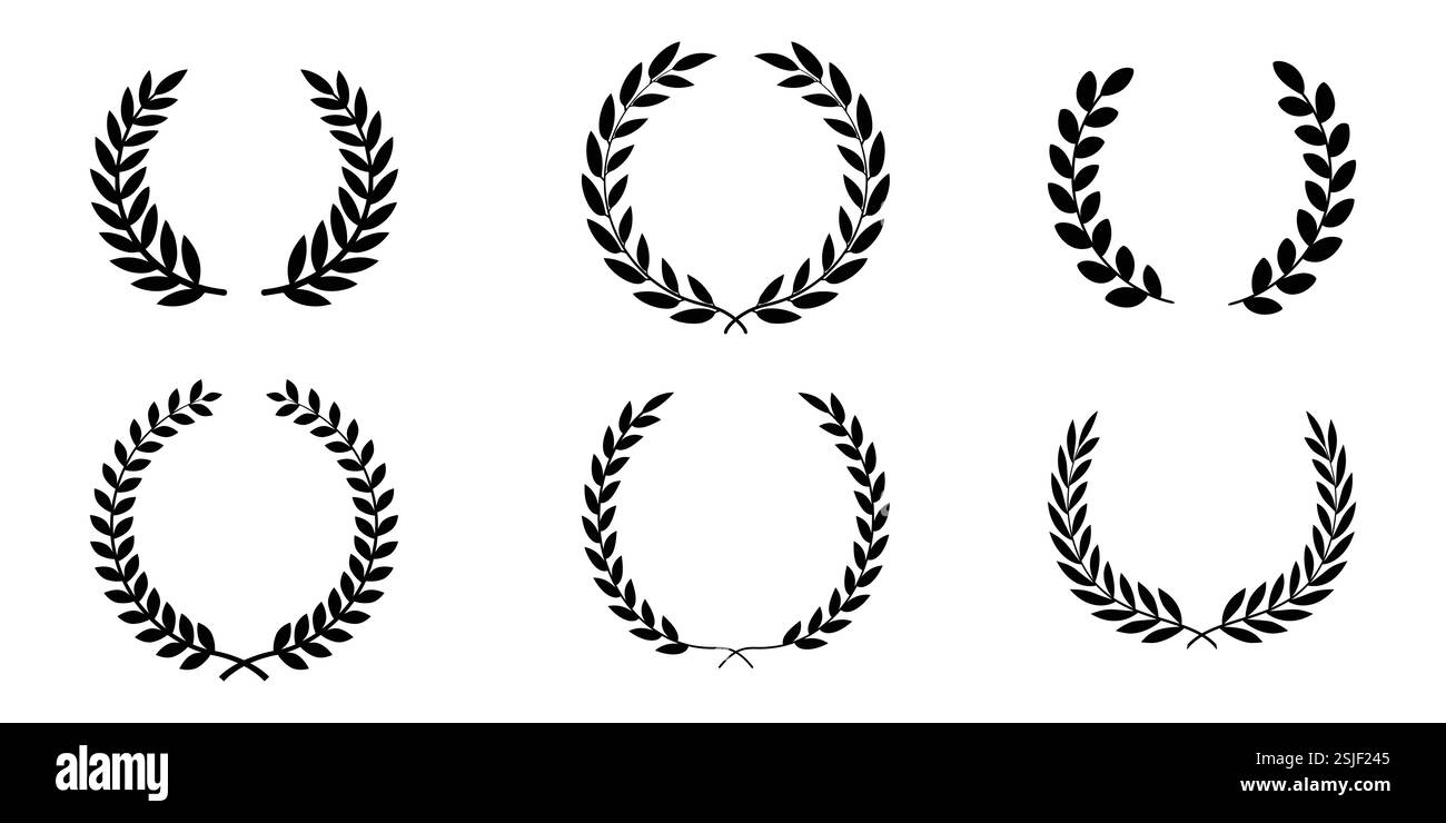 Black and White Laurel wreath vector art collection Stock Vector Image ...