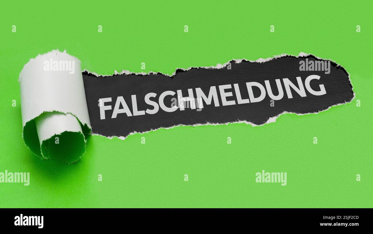 Torn paper - false report Stock Photo