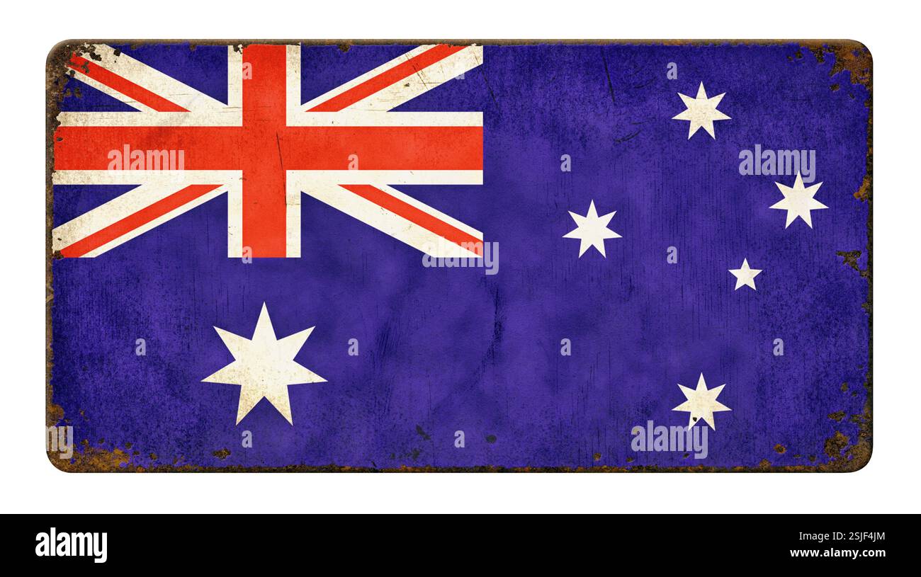 Old rusted tin sign - Australia flag Stock Photo