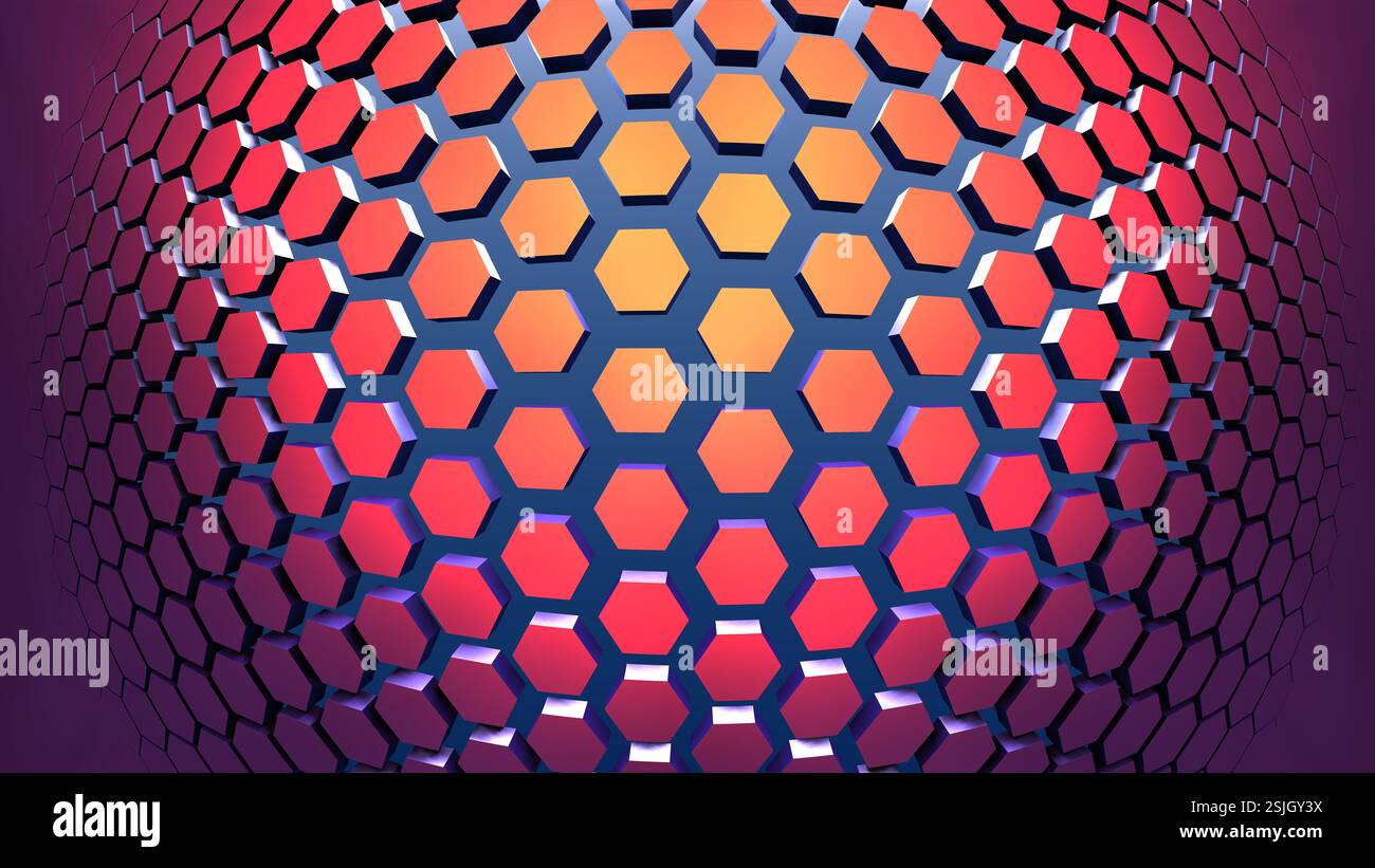 3D Geometric background from red hexagons, 3D illustration Stock Photo ...