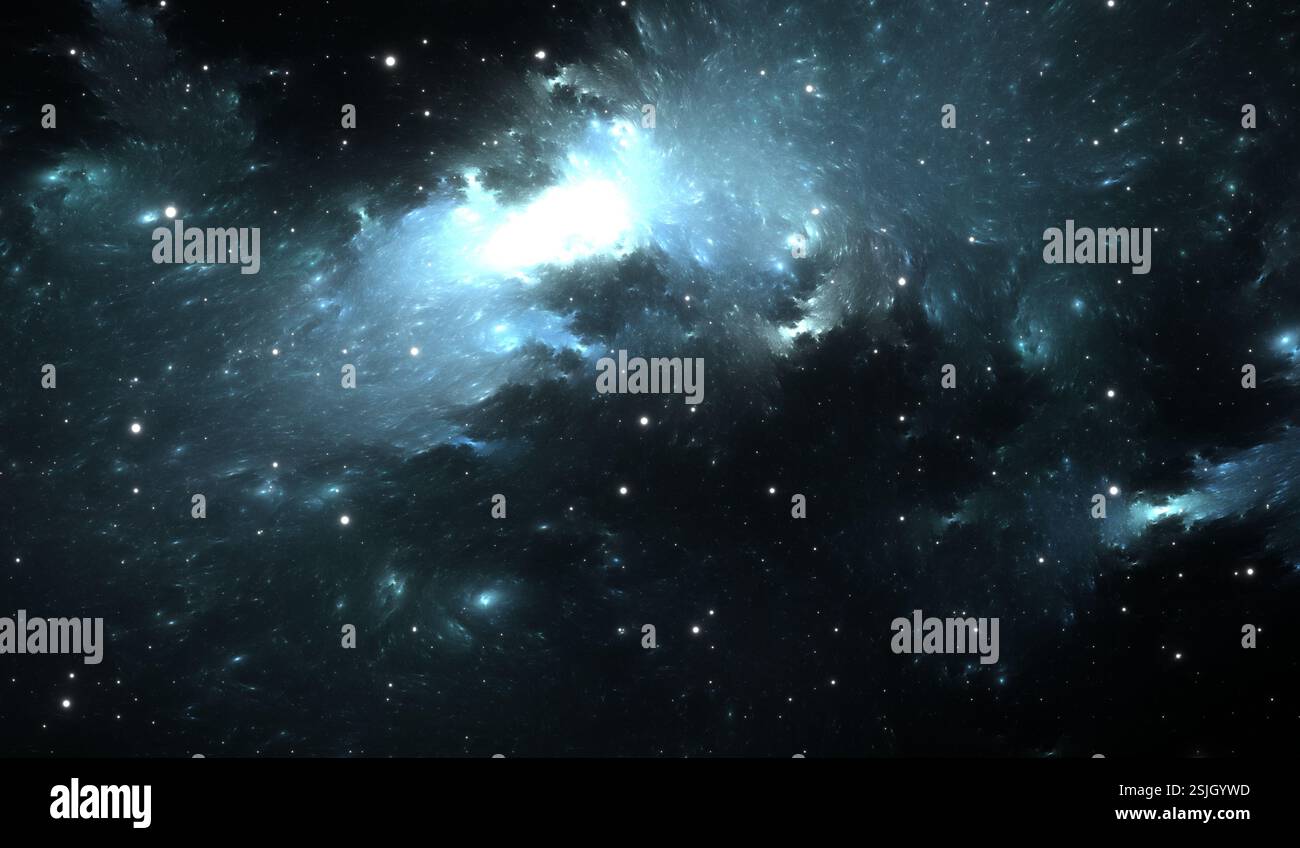 Space background with blue nebula and stars. Illustration Stock Photo ...