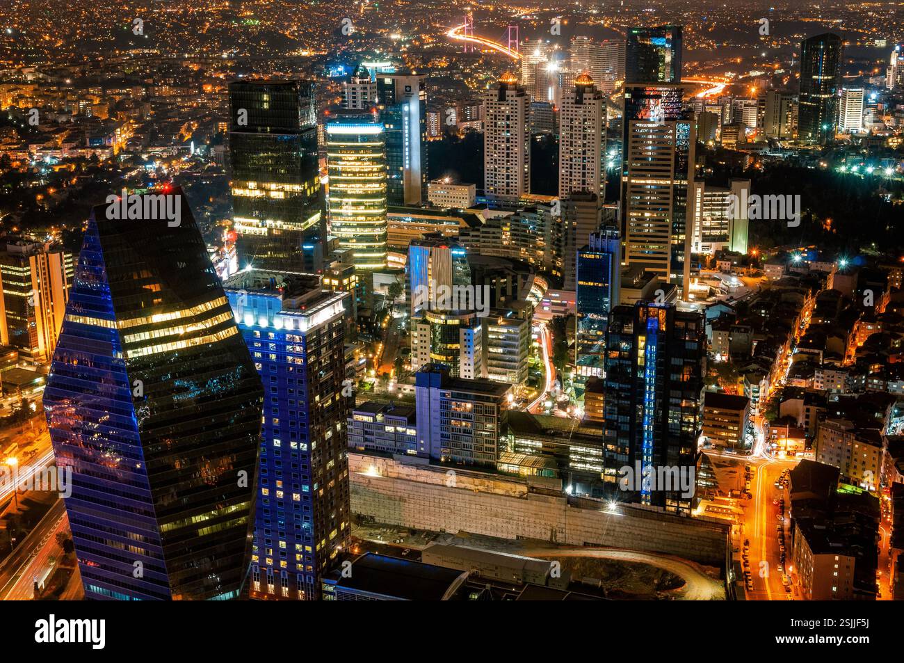 Skyscrapers in the Levent district of Istanbul from the Sapphire Tower, Turkey Stock Photo