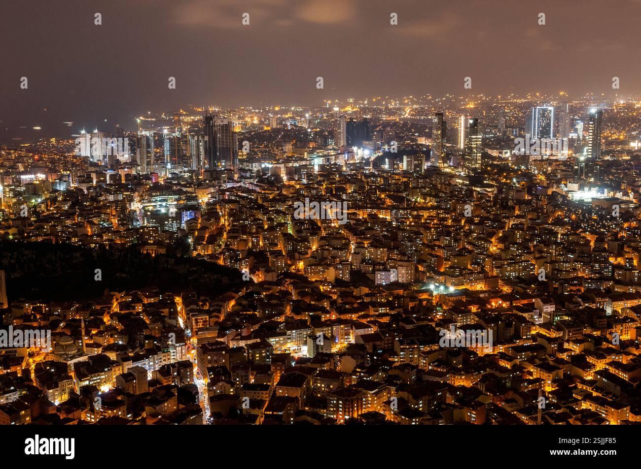 Night view of Istanbul from the Sapphire Tower, Turkey Stock Photo