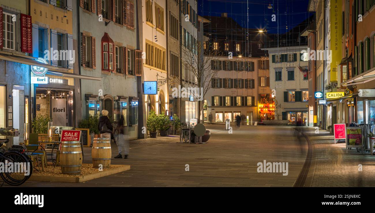 Switzerland Canton Aargau Old Town Of Baden Shopping Street At Night switzerland-canton-aargau-old-town-of-baden-shopping-street-at-night