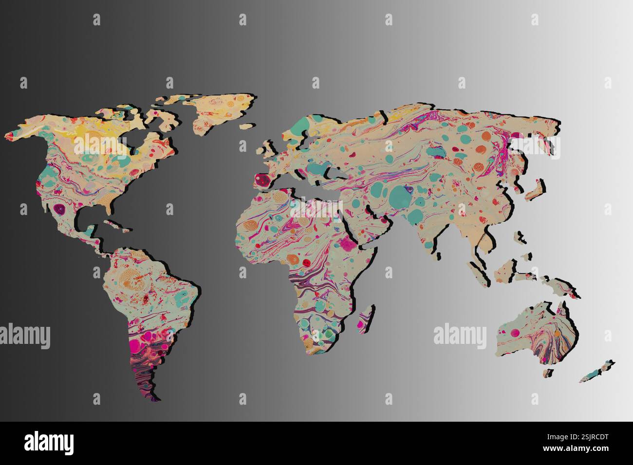 Roughly outlined world map with a colorful background patterns Stock ...