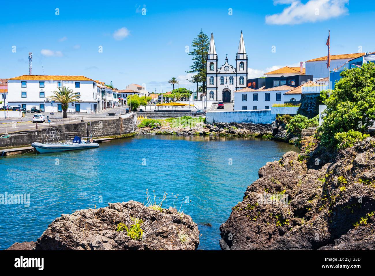 View of Madalena port on coast of Pico island, Azores, Portugal, Pico ...