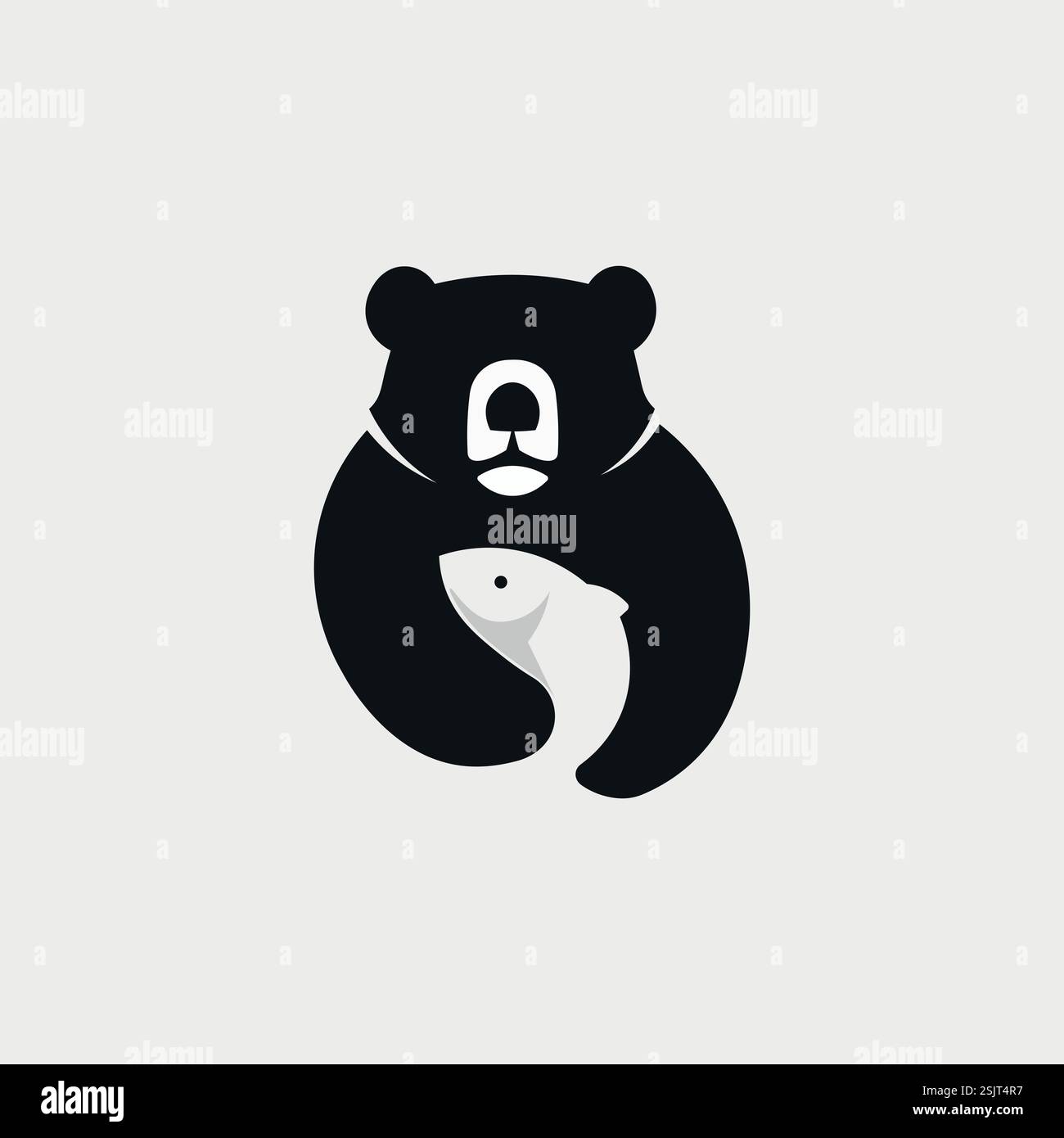 Vector illustration of cute bear and fish cartoon Stock Vector