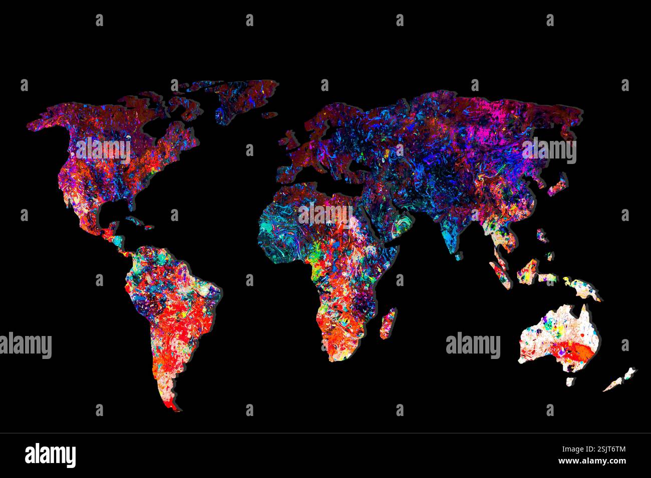 Roughly outlined world map with a colorful background patterns Stock ...