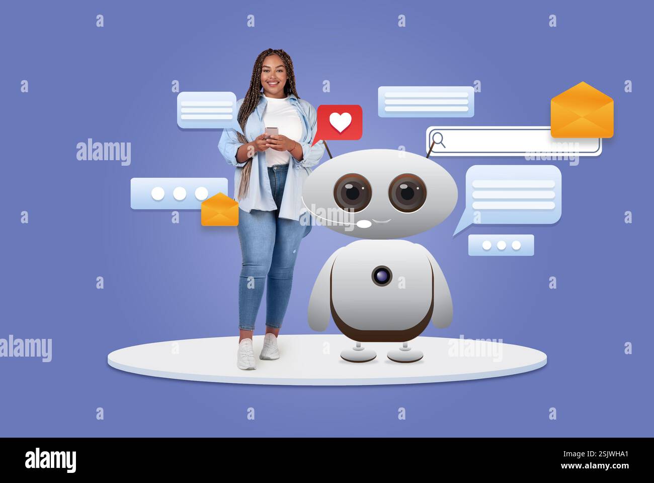 Technology Assistant Engaging with a virtual assistant in a modern technology environment ...