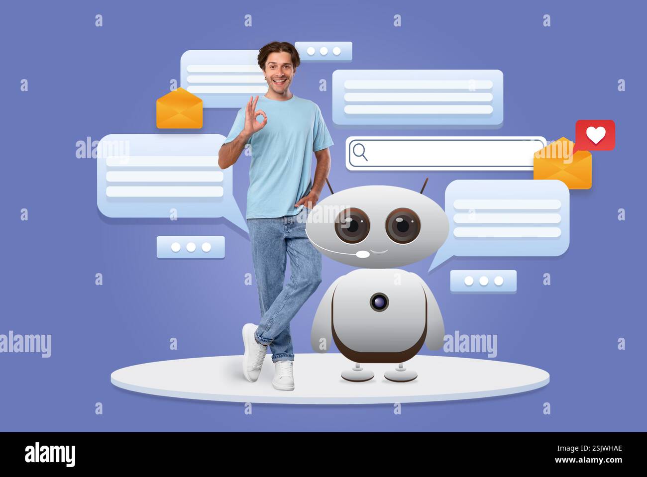 Virtual assistant technology enhances communication in modern society Stock Photo
