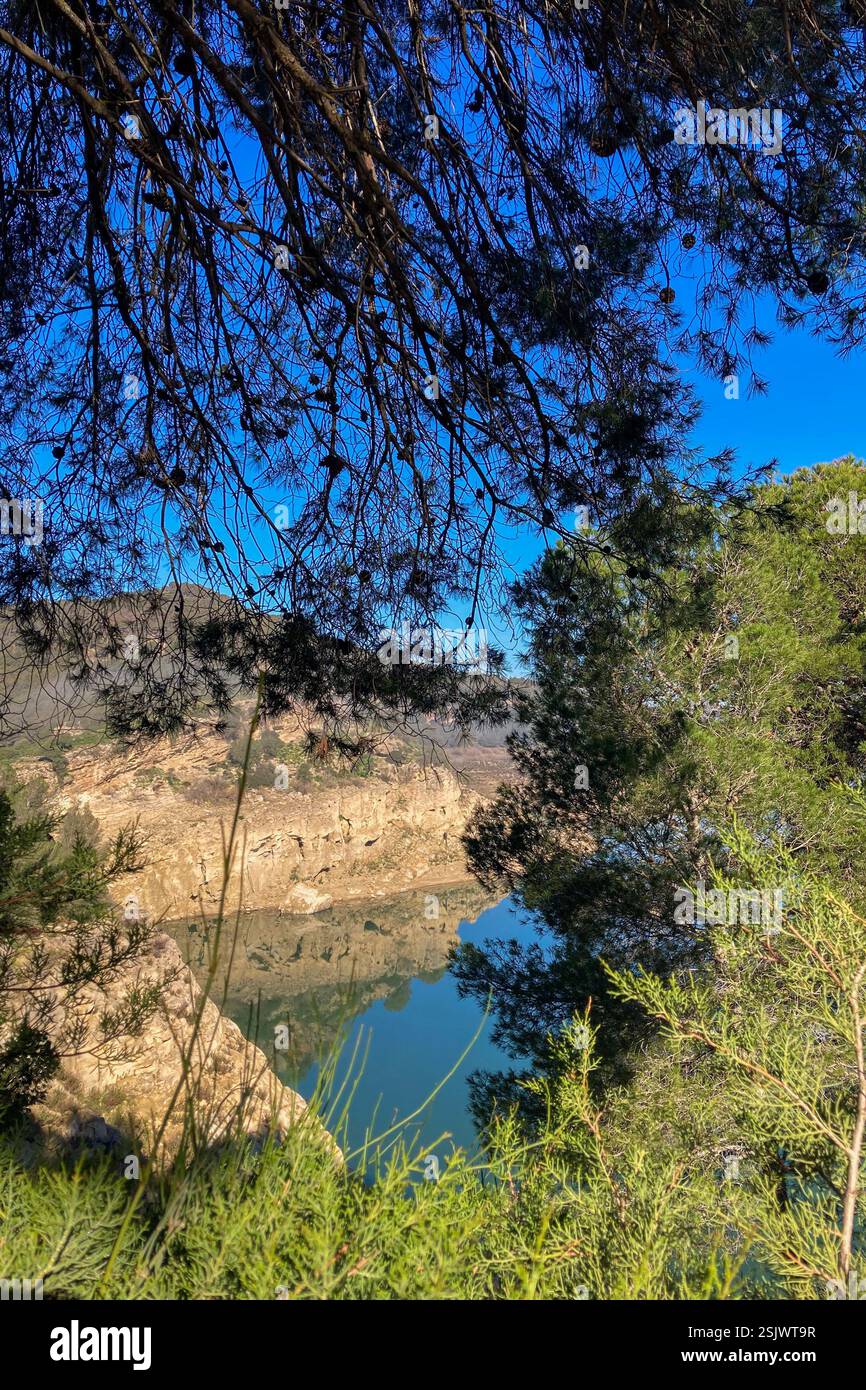 Guadalhorce or Guadalteba reservoirs are group of six reservoirs on the middle course of the Guadalhorce River and two of its largest tributaries - Smartphone Captured Stock Image