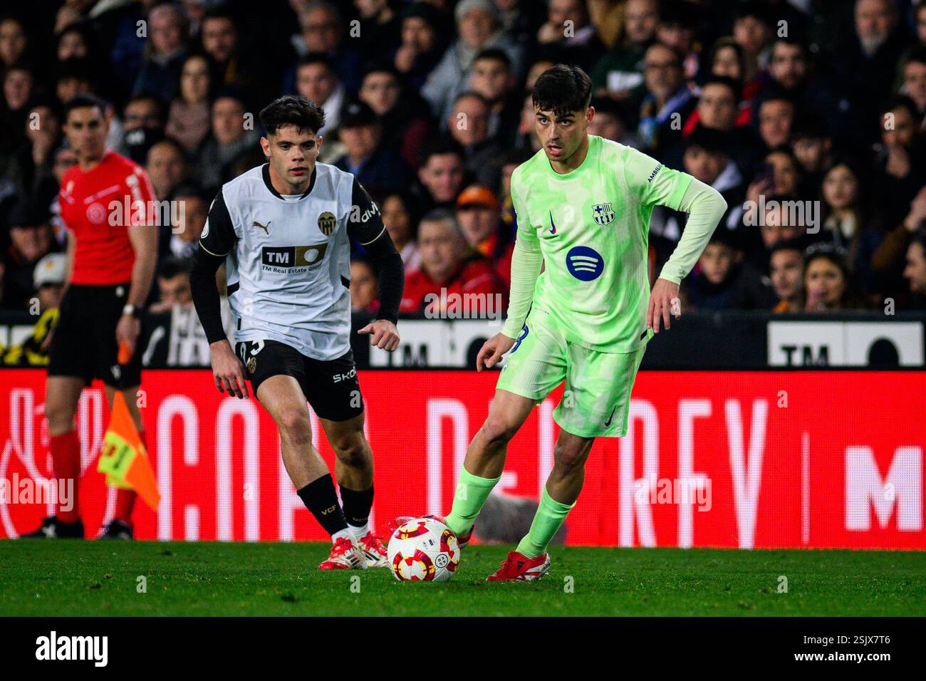 FC Barcelona's Spanish player Pedri in action during a Copa del Rey match at Mestalla, Valencia Stock Photo