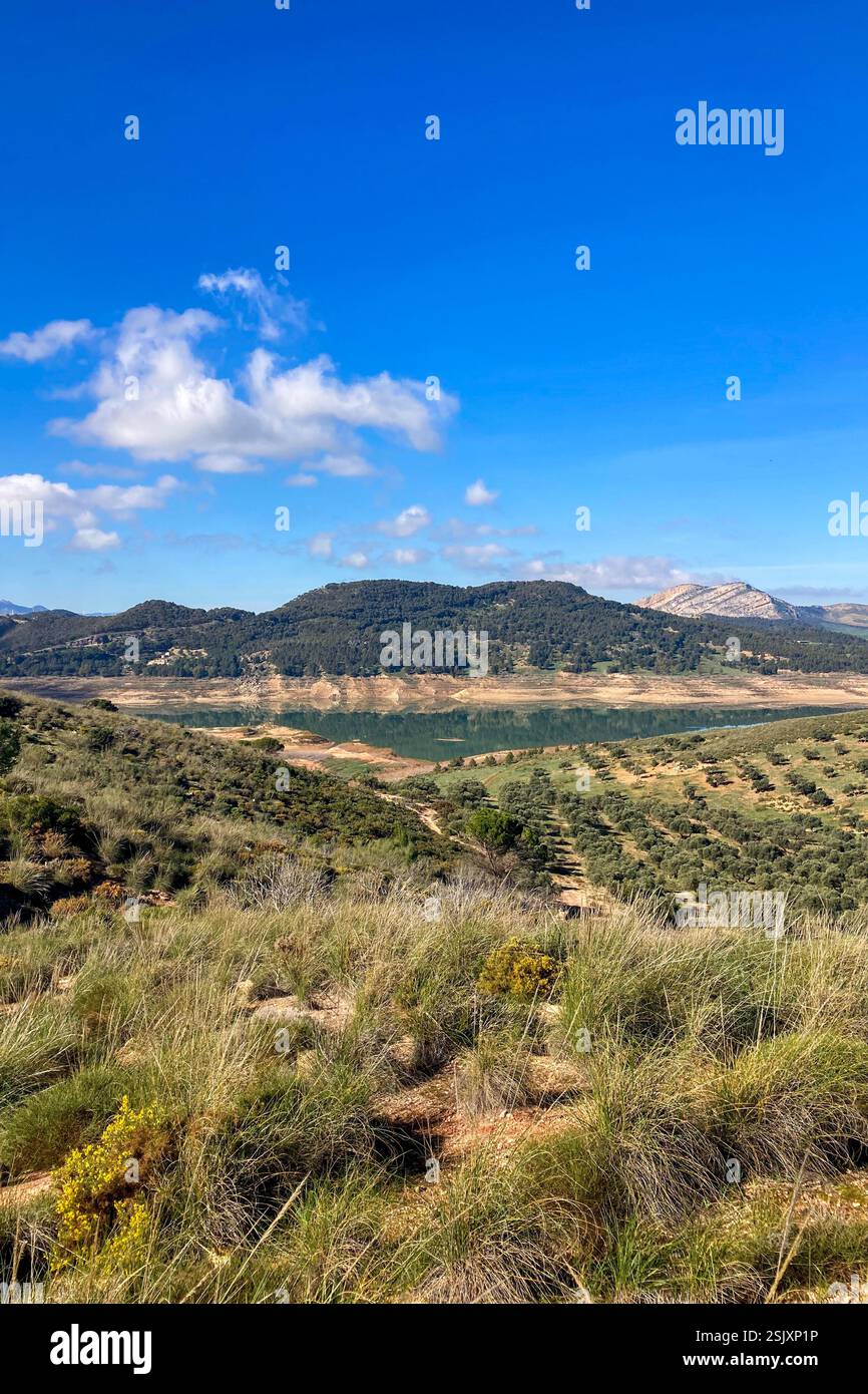Guadalhorce or Guadalteba reservoirs are group of six reservoirs on the middle course of the Guadalhorce River and two of its largest tributaries - Smartphone Captured Stock Image