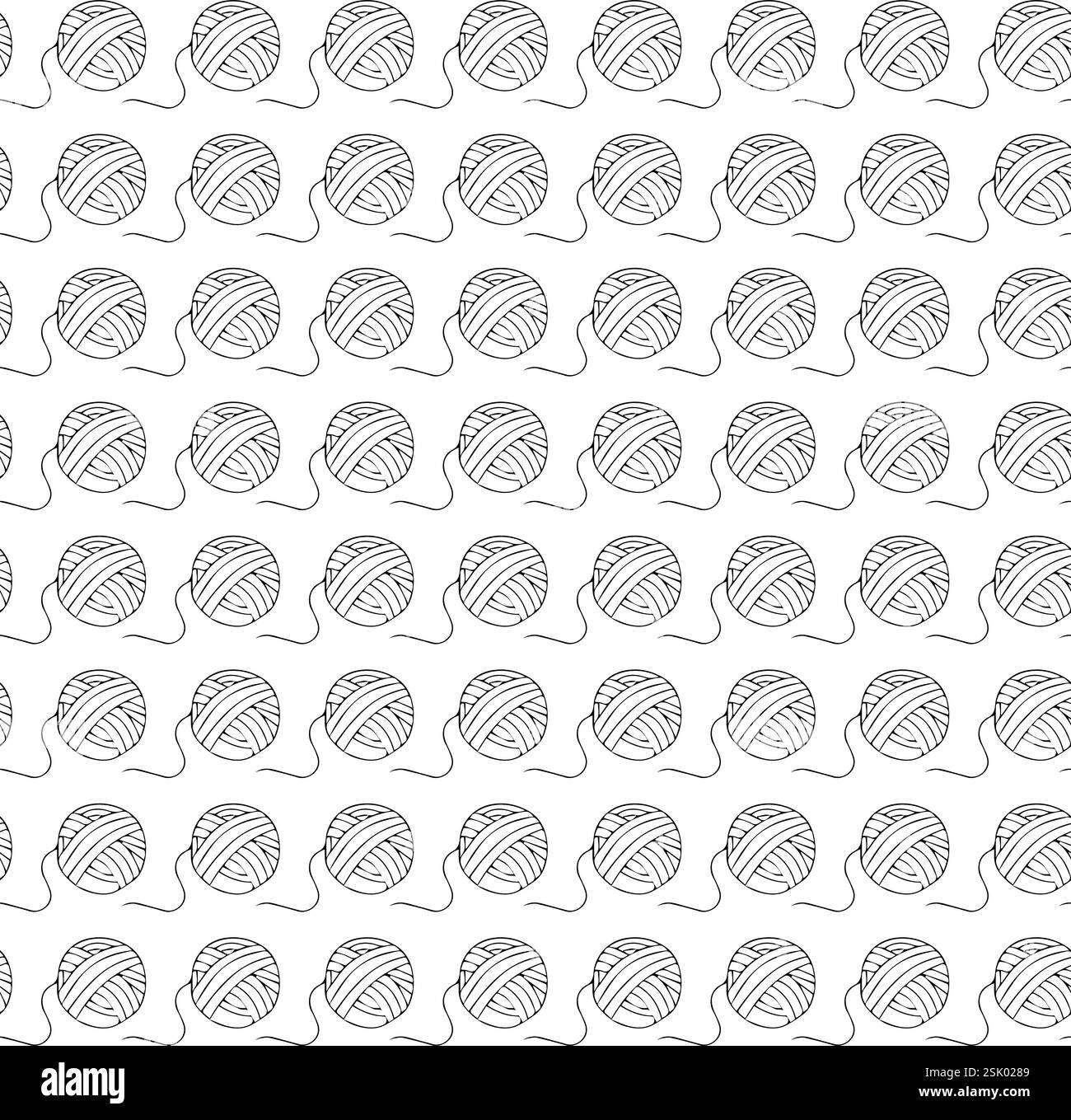Skein of thread. Seamless pattern. Doodle style. Stock Vector