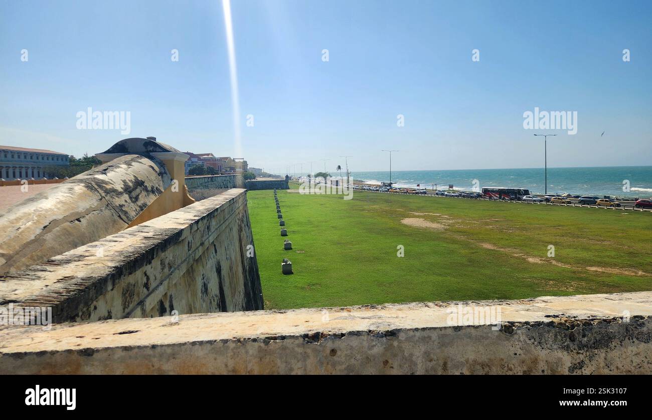 Colombia Cartagena Old Town Walls - Cartagena El Centro - Smartphone Captured Stock Image