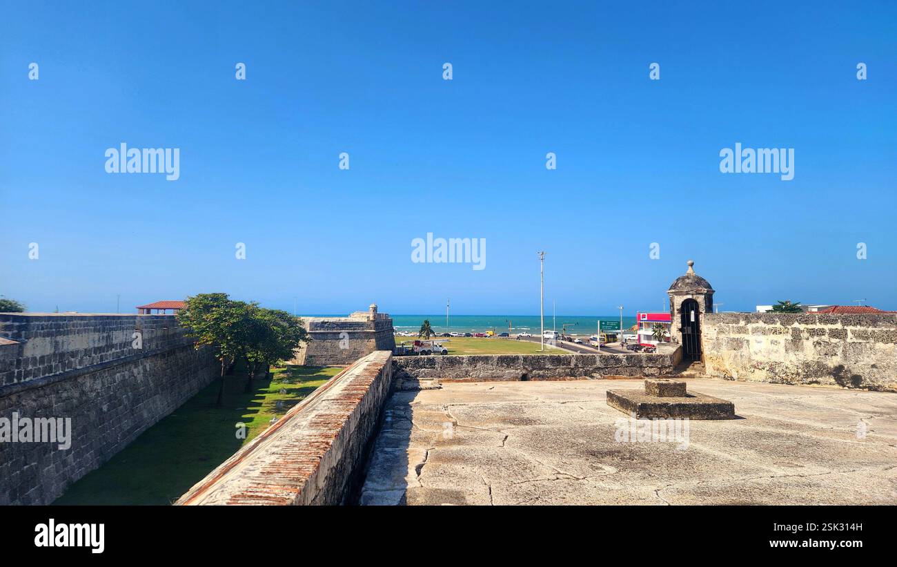 Colombia Cartagena Old Town Walls - Cartagena El Centro - Smartphone Captured Stock Image