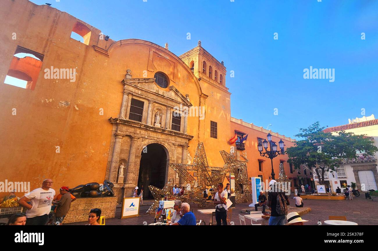 Colombia Cartagena Old Town Walls - Cartagena El Centro - Colorful Houses Street - Smartphone Captured Stock Image