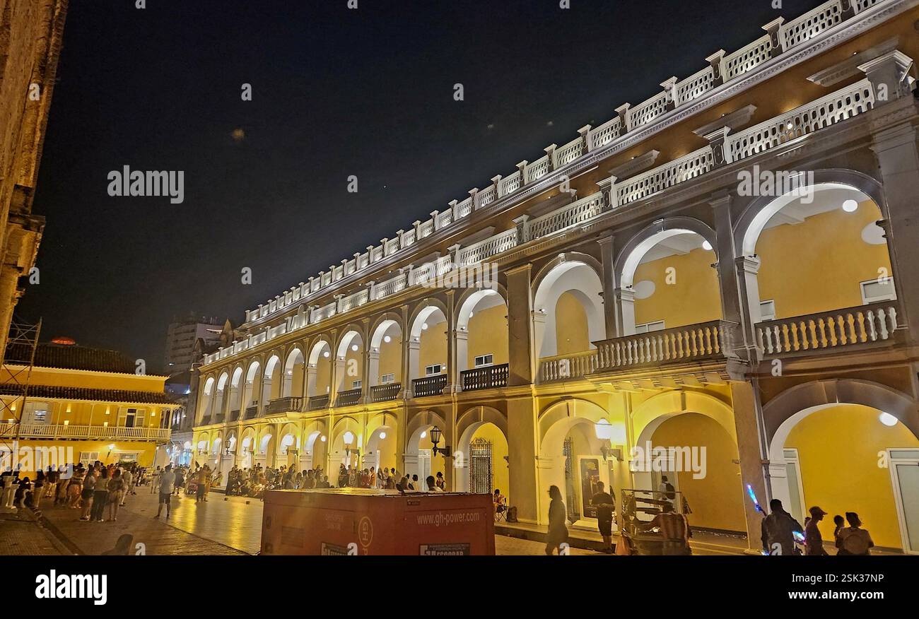 Colombia Cartagena Old Town by Night - Cartagena El Centro - Smartphone Captured Stock Image