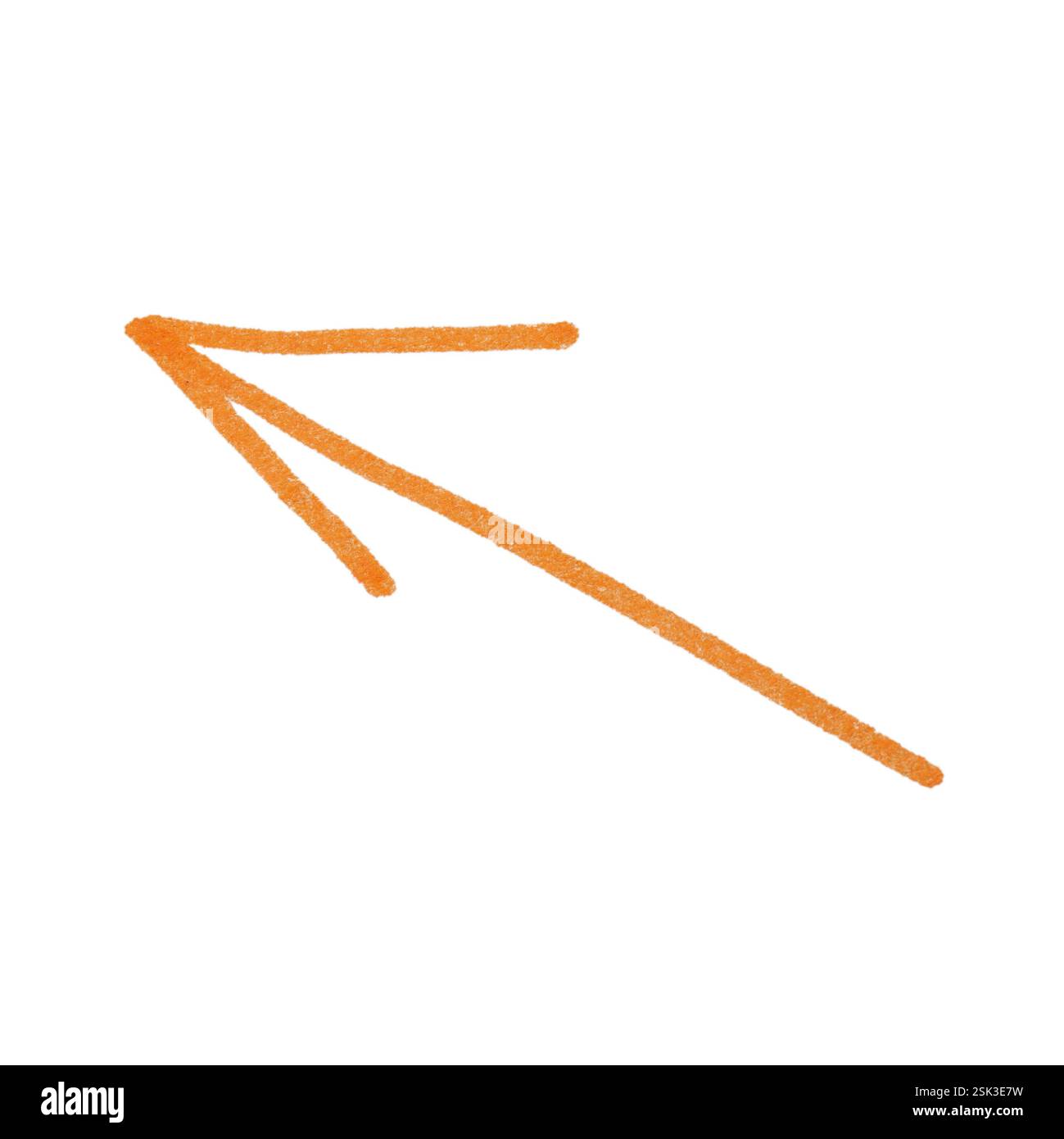 One orange drawn arrow isolated on white Stock Photo