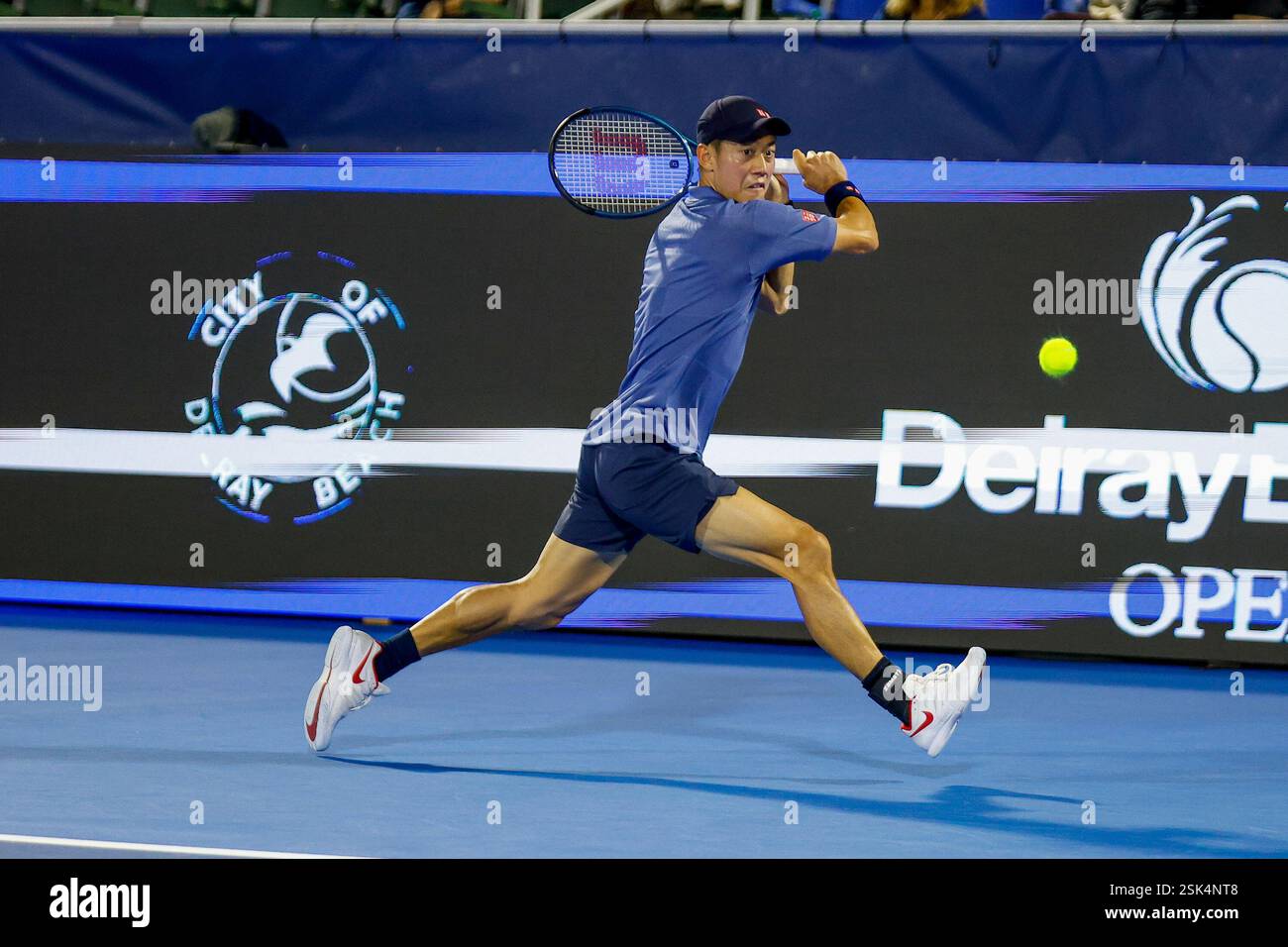 DELRAY BEACH, FL - FEBRUARY 11: Kei Nishikori in action during R32 ...