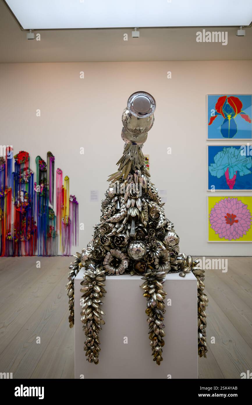 London, UK, 11th February 2025, Spring comes to the Saatchi Gallery with the Flowers - Flora In Contemporary Art & Culture exhibition. Over nine major gallery spaces, there are large-scale installations, original artworks, photography, fashion and many more. Opening on 12th February till 5th May 2025., Andrew Lalchan Photography/Alamy Live News Stock Photo
