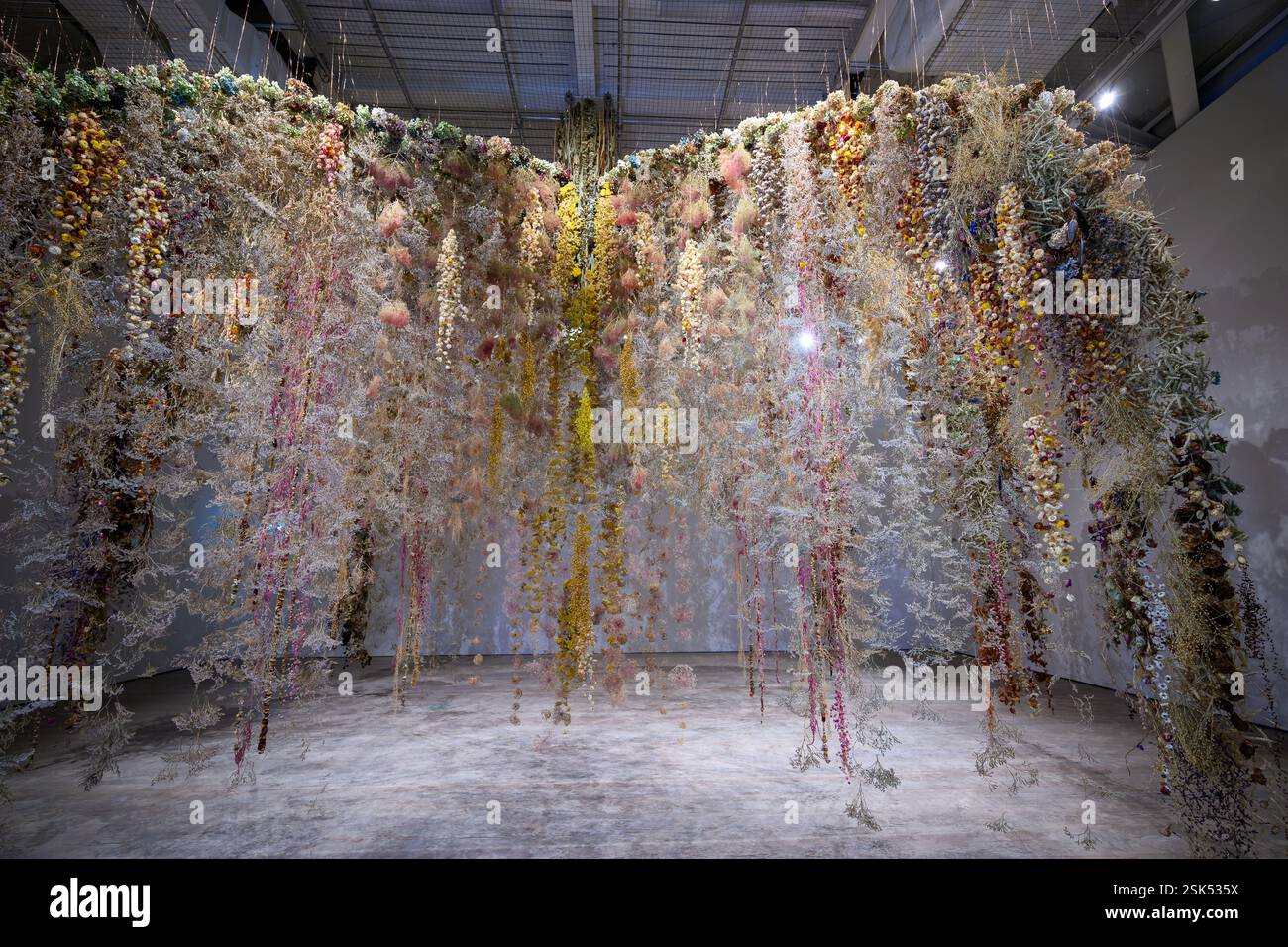 London, UK, 11th February 2025, Spring comes to the Saatchi Gallery with the Flowers - Flora In Contemporary Art & Culture exhibition. Over nine major gallery spaces, there are large-scale installations, original artworks, photography, fashion and many more. Opening on 12th February till 5th May 2025., Andrew Lalchan Photography/Alamy Live News Stock Photo
