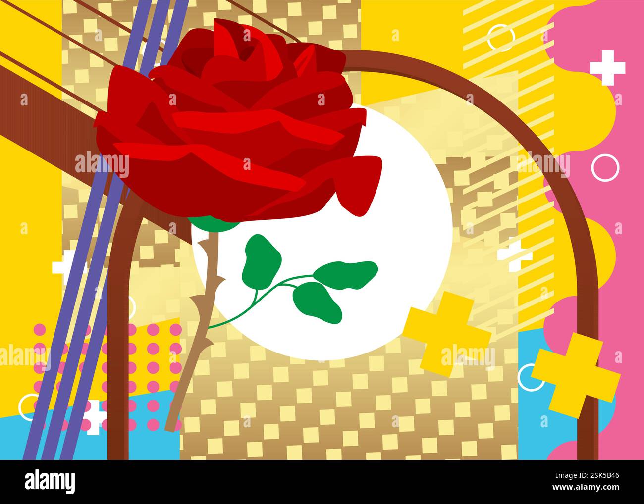 Rose geometrical graphic retro theme background. Minimal geometric ...