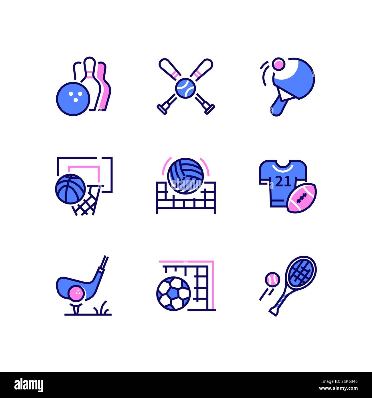 Ball games equipment - line design style icons set Stock Vector Image ...