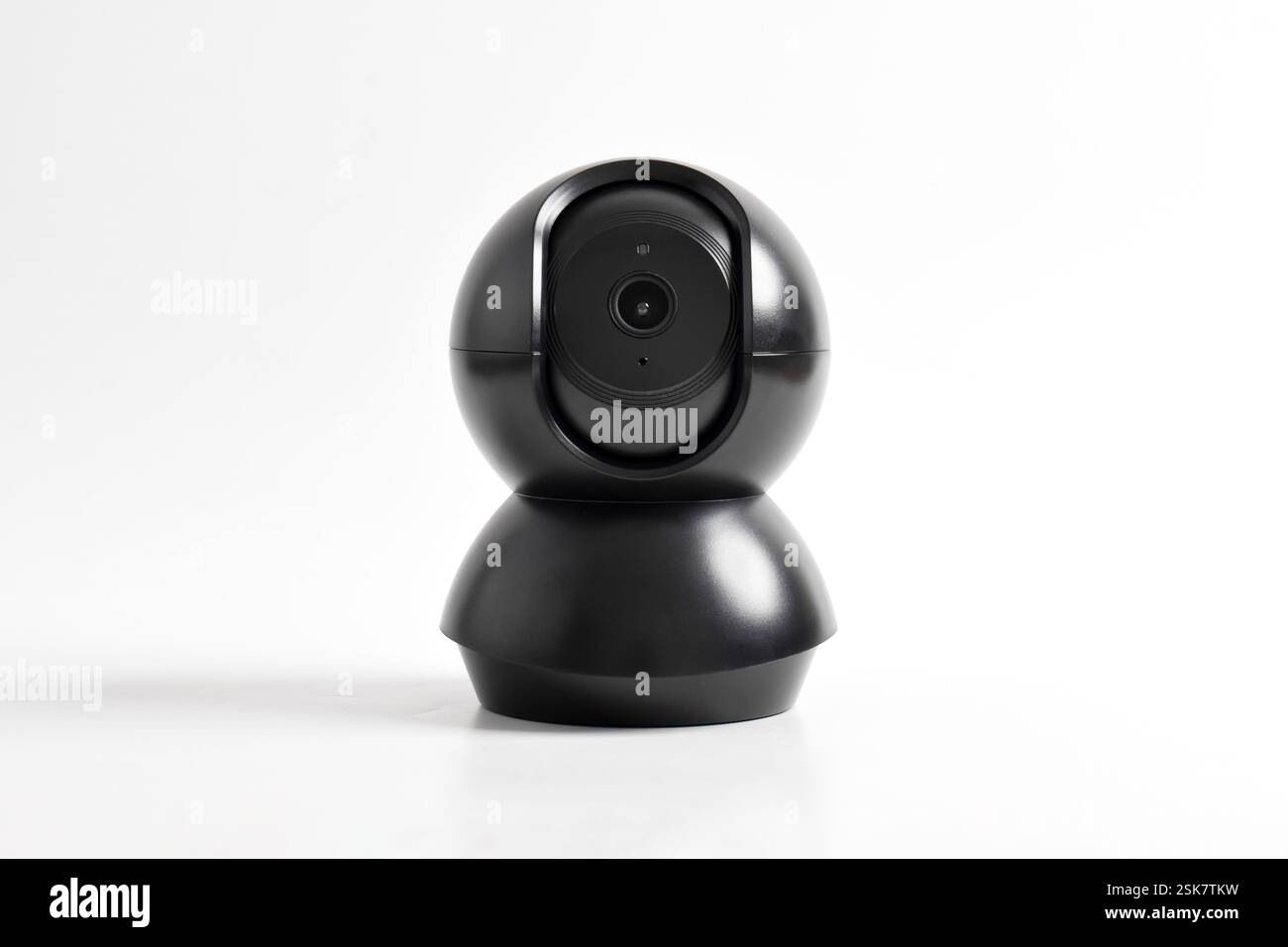 Black CCTV security camera isolated on white background. Smart home wireless security camera Stock Photo