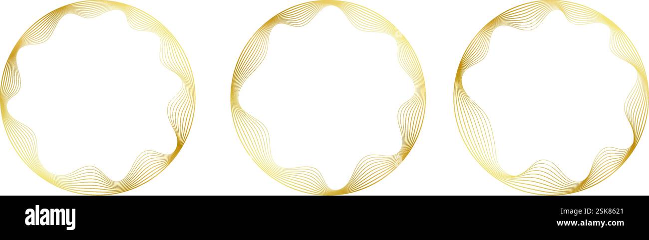Inner Border Abstract frame with wavy inner corners. Round border made with thin ...