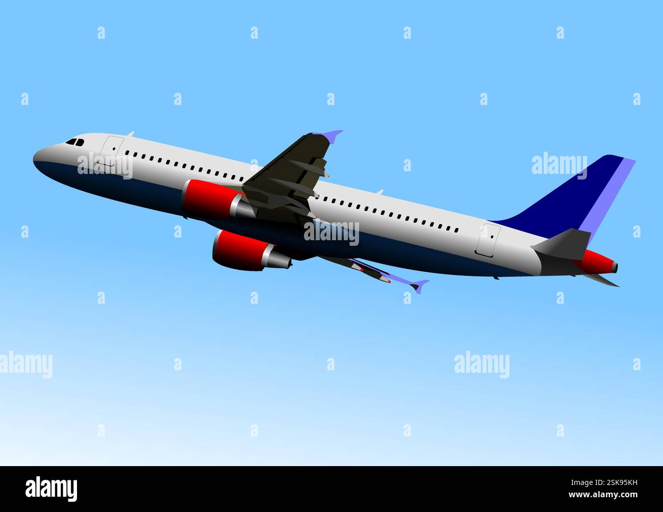 Airplane silhouettes. Vector Color 3d illustration. Hand drawn by Adobe ...