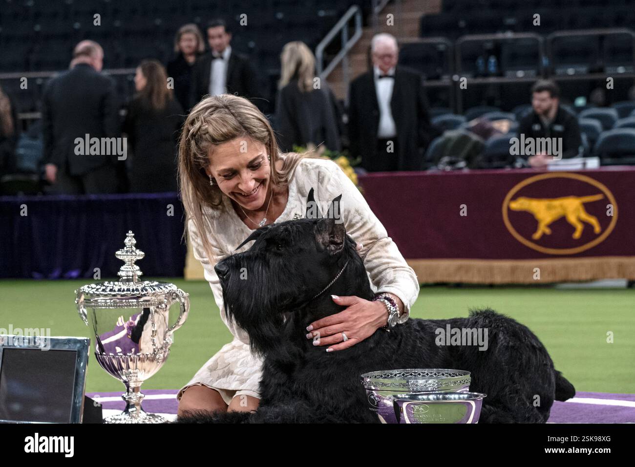 Monty, the Giant Schnauzer wins Best in Show with handler Kate Bernadin at The 2025 Westminster