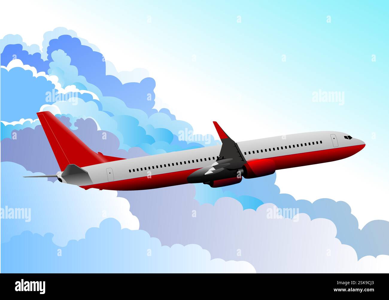 Airplane silhouettes. Vector Color 3d Hand drawn illustration Stock ...