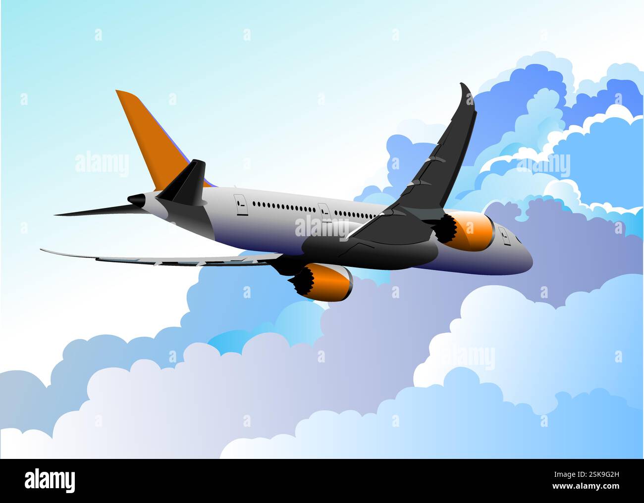 Airplane silhouettes. Vector Color 3d Hand drawn illustration Stock ...