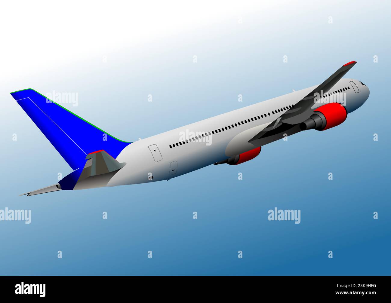 Airplane silhouettes. Vector Color 3d illustration. Hand drawn by Adobe ...