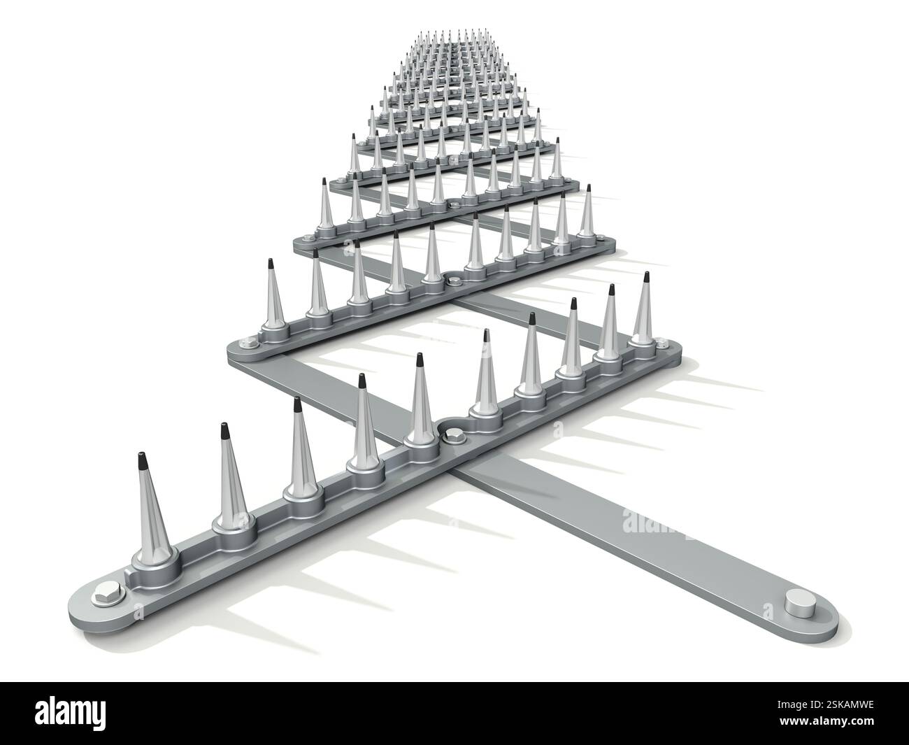 Spike strip on white background - 3D illustration Stock Photo