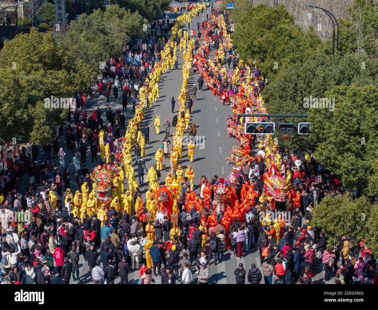 Bench dragons wind theirs ways through a village to celebrate the