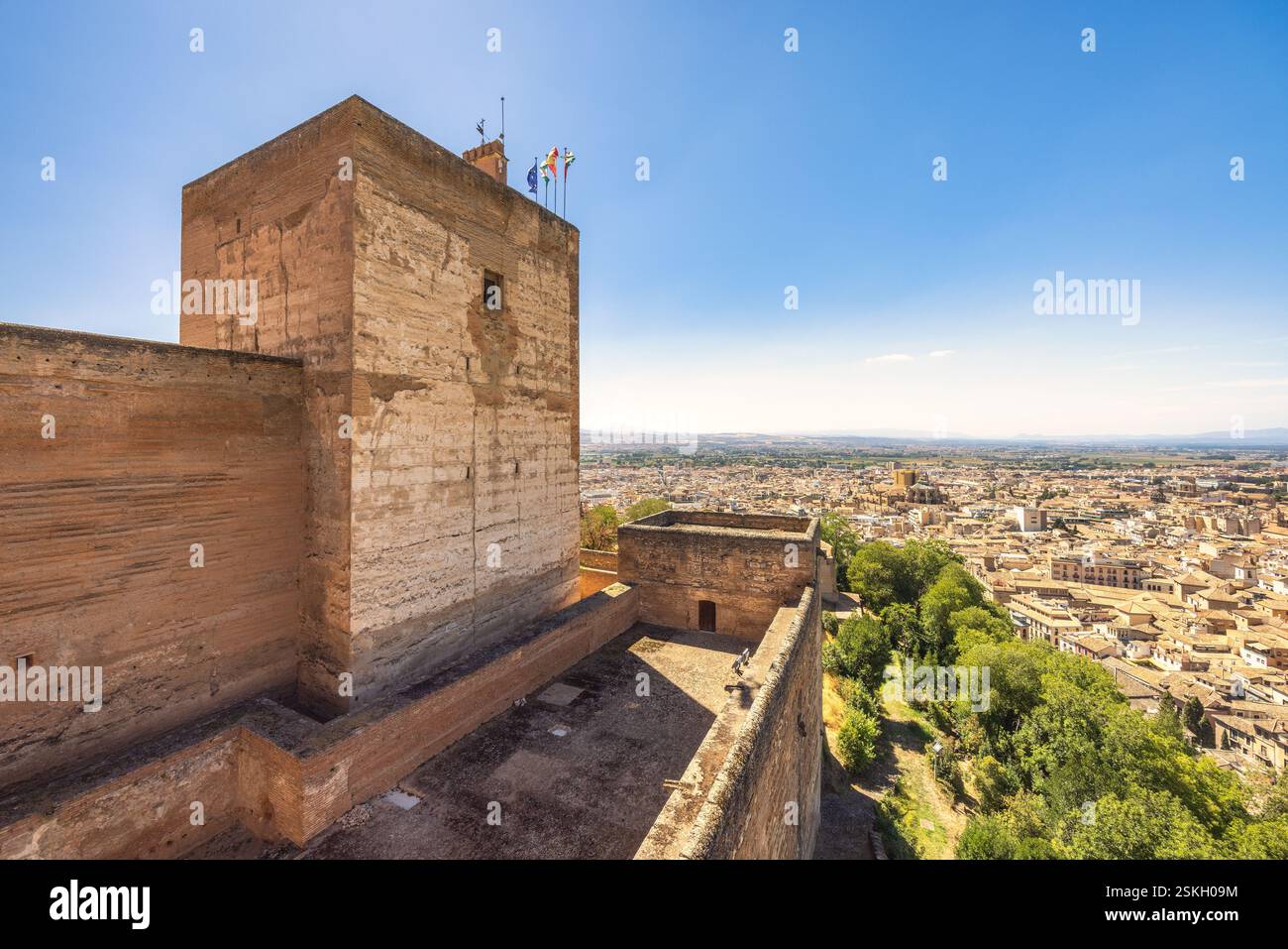 Alhambra complex in Granada town, Andalusia, Spain. Ancient stone ...