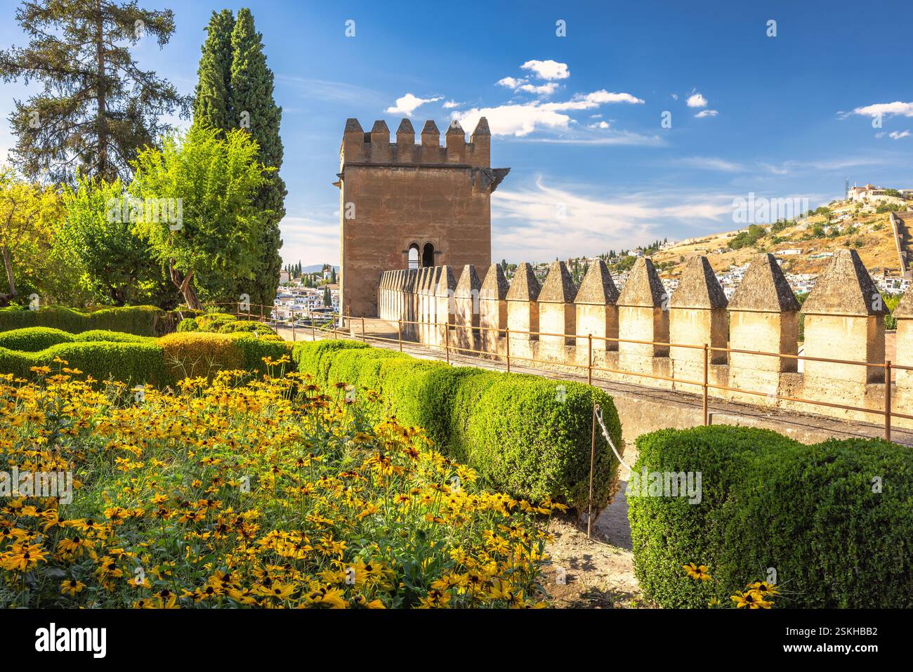 Alhambra complex in Granada town, Andalusia, Spain. Historic castle ...