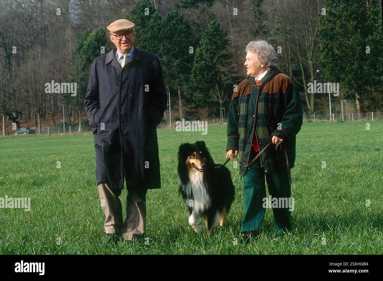 --- Sigmund und Elisabeth Widmer mit Hund Collie Moritz 1994#Sigmund and Elisabeth Widmer with dog Collie Moritz 1994 Stock Photo